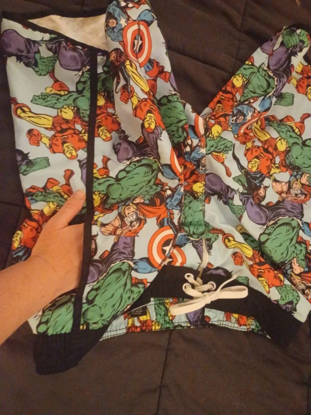 Superhero swim trunks